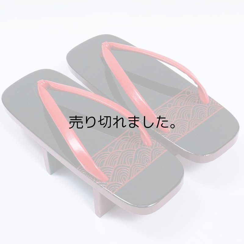 日和下駄 未使用品の下駄 草履単品 浅草 富士屋謹製 雨下駄 茶会 観劇 お稽古 日舞 日本舞踊 小道具 a5m0m1 M 「中古」美品  日本製 東京 高級下駄 黒赤 爪皮付き