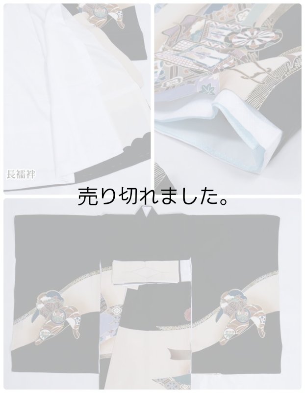 お宮参り 絹 産着 高級祝着セット男子 黒 新品 初着 祝着 神参り 神詣 襦袢セット 兜 未使用品 a1a5m5m1m3 アウトレット送料無料 在庫処分 正絹 シルク 訳あり