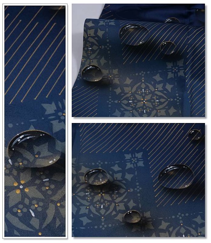 リサイクル訪問着 友禅 逸品 水滴 紺 身丈145cm 裄62cm Mサイズ a1m1m3y3 パーティー 舞台 稽古 着物 「中古」美品 絹 訳あり 繰越大きい