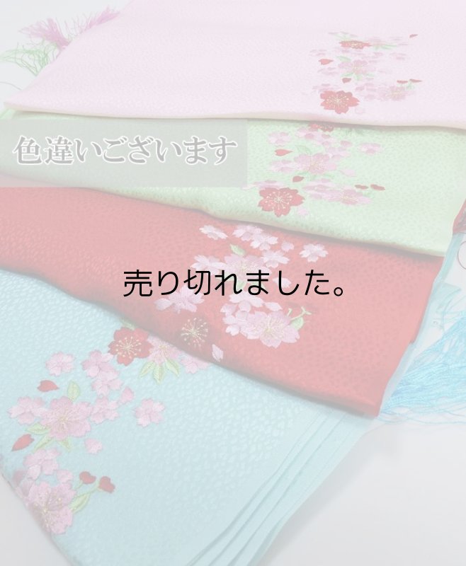 画像4: 正絹 志古貴(しごき) 刺繍 七五三 お宮参り 祝着 女子 七歳 祝着 a4a5m5 女児 子供 キッズ 在庫処分品 緑 (4)