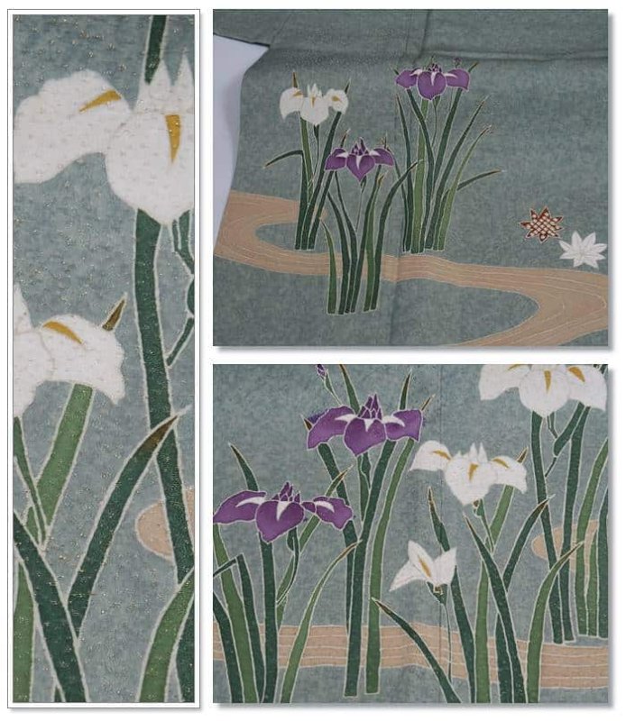 リサイクル訪問着袷 友禅染め 作家物 逸品 藍色 身丈157cm 裄62cm Mサイズ a1m5m1y3 結婚式 舞台衣装「中古」中古着物 正絹 訳あり