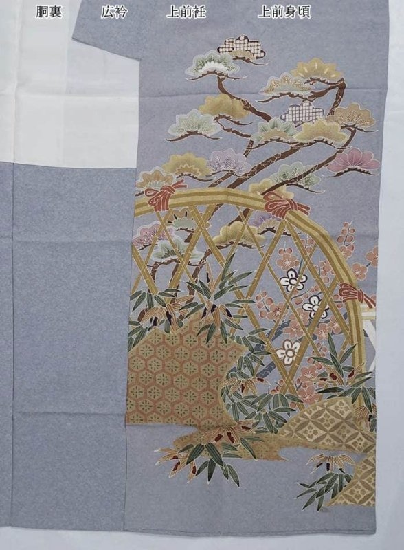 リサイクル訪問着袷 友禅染め 作家物 逸品 藍色 身丈157cm 裄63cm Mサイズ a1m5m1y3 結婚式 舞台衣装「中古」中古着物 正絹 訳あり 送料無料