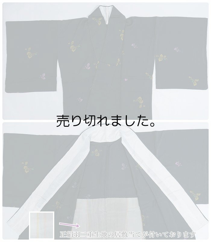 リサイクル小紋 単衣 着物 深緑 染小紋 身丈147cm 裄66cm Mサイズ a1m5m2y5 舞台 稽古 「中古」美品 絹 訳あり 繰越大きい