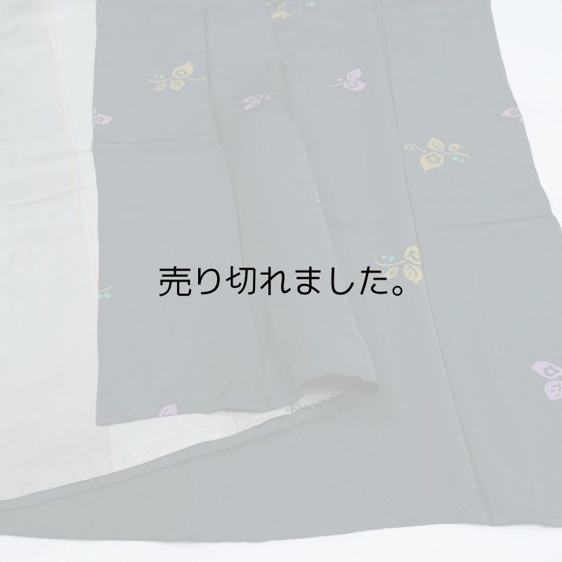 リサイクル小紋 単衣 着物 深緑 染小紋 身丈147cm 裄66cm Mサイズ a1m5m2y5 舞台 稽古 「中古」美品 絹 訳あり 繰越大きい