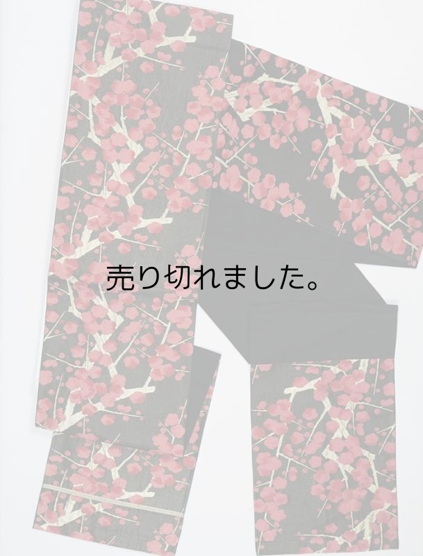 リサイクル袋帯 六通帯 正絹 黒金色  仕立上り S 琳派光琳梅