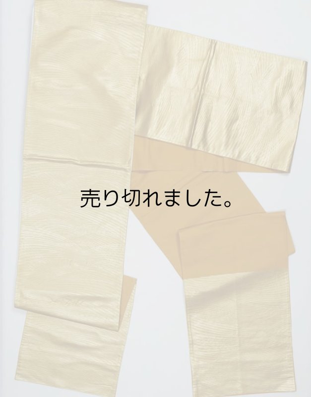 リサイクル袋帯 袋名古屋 OFF 六通帯 正絹 金茶 波柄 流線 中古