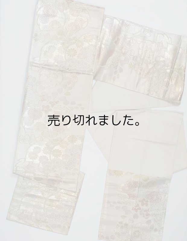 リサイクル袋帯 袋名古屋 OFF 六通帯 正絹 桐紋 草花柄 京袋帯