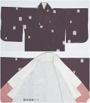 リサイクル紬お召し織り小紋袷 洒落着物 紫 身丈147cm 裄62cm M