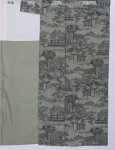 リサイクル紬 絣織り 洒落着物 グレー 身丈160cm 裄63cm ML