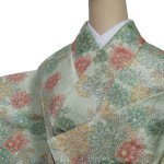 リサイクル紬 絣織り 真綿紬 つむぎ 洒落 身丈155cm 裄62cm S