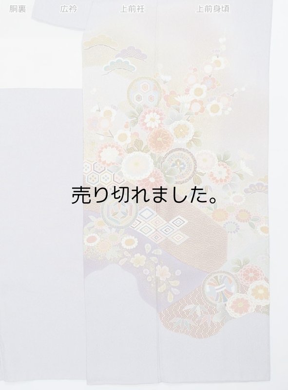 美品 訪問着 糸目友禅 辻ケ花 リサイクル訪問着 藤色 身丈164cm