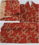 リサイクル小紋 紅型小紋 単衣夏物 赤 身丈160cm 裄66cm M