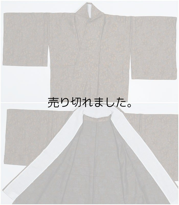 単衣 綿交織 着物 夏 綿交織 リサイクル着物 中古着物  丈152cmM