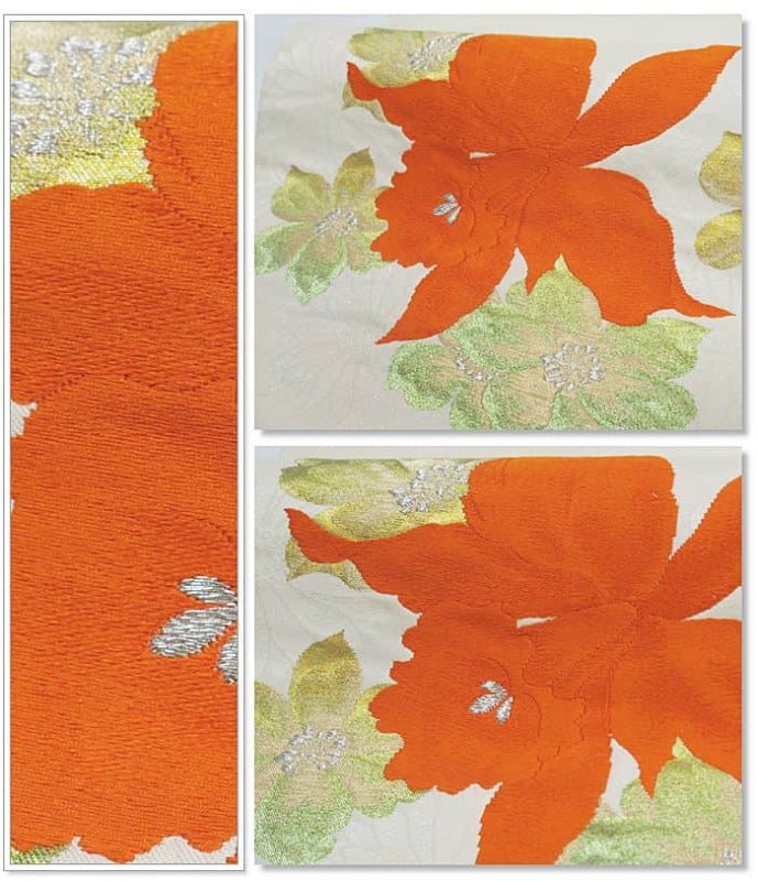 名古屋帯 OFF リサイクル名古屋帯 九寸帯 正絹 紺 洋花 訳あり品