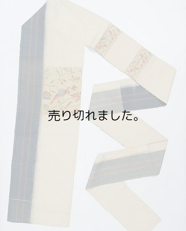 リサイクル名古屋帯 八寸 名古屋帯 織物 正絹 白 織物 膨れ織り