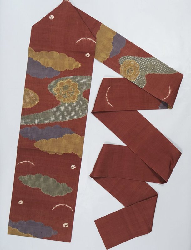 リサイクル名古屋帯 九寸名古屋帯 刺繍 汕頭刺? 絞り新古品