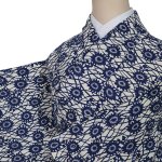 夏物 着物 リサイクル染め小紋 平絽生地 絹 夏物 単衣 藍 150cm
