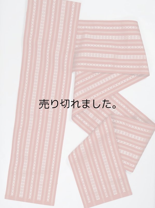 夏物 献上柄 縞柄 リサイクル 八寸名古屋帯 全通柄 ロングサイズ