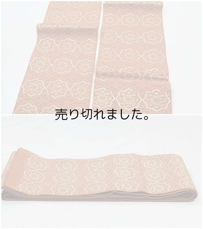 リサイクル 小袋帯 激安 ゆかた 織物 全通柄 両面仕様 茶系