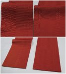 リサイクル 小袋帯 激安 ゆかた 織物 全通柄 両面仕様 赤系 博多織り