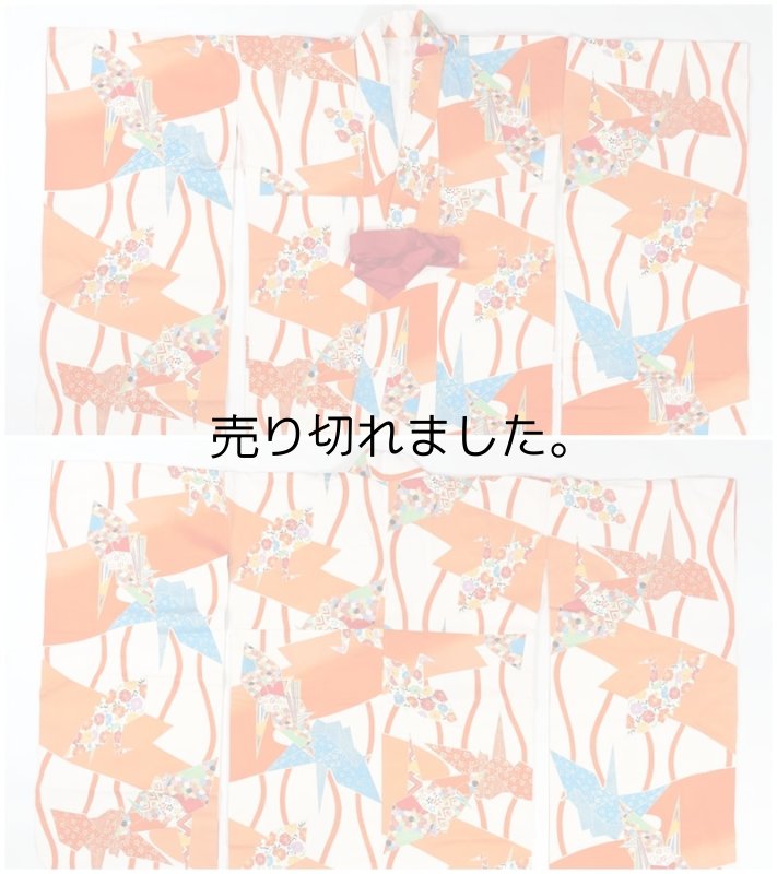 リユース祝着 激安 化繊 お宮参り女の子 古典 御所車 花籠