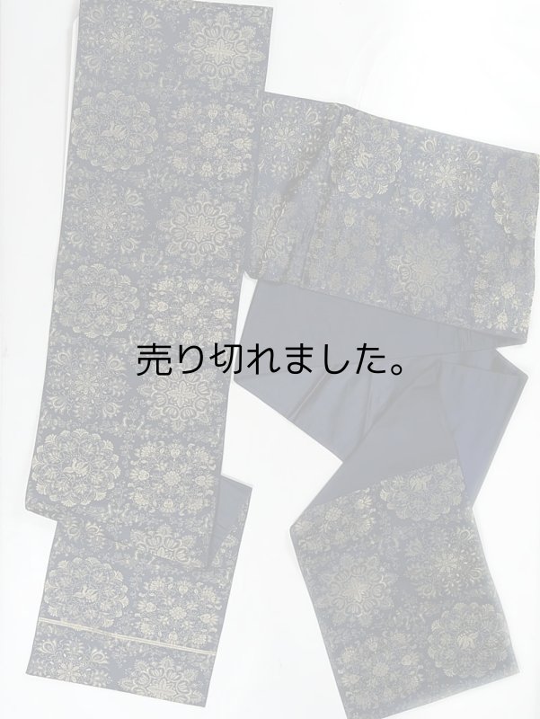 リサイクル袋帯 西陣袋帯 二重太鼓 紺地 リユース袋帯