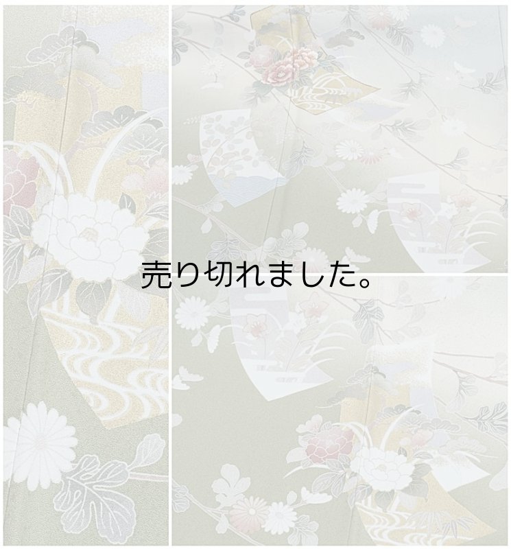 糸目友禅訪問着袷 刺繍 リサイクル訪問着 美品です