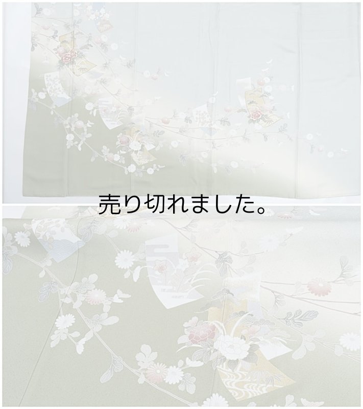 糸目友禅訪問着袷 刺繍 リサイクル訪問着 美品です