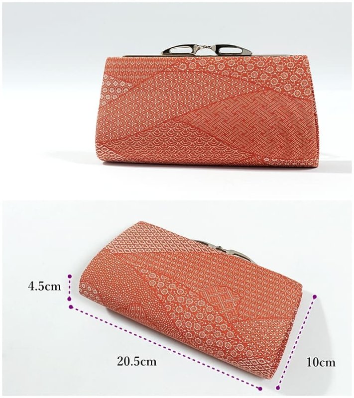 リサイクル バック カジュアル 江戸小紋 ガマ口 正絹 着物生地使用