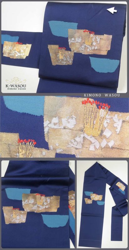 リサイクル名古屋帯草花椿紺地織物繻子地訳あり正絹名古屋帯の中古品a2g2m5s2仕立て上がり【中古名古屋帯】【中古】レディース リサイクル名古屋帯草花椿紺地織物繻子地訳あり正絹名古屋帯の中古品a2g2m5s2仕立て上がり【中古名古屋帯】【中古】レディース