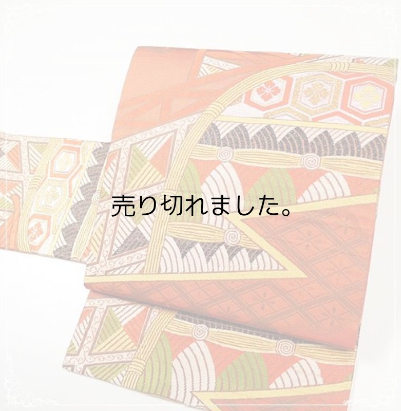 【正絹 名古屋帯】リサイクル名古屋帯 九寸 繻子織りa2g1m5絹/名古屋帯/中古帯/洒落着/美品/すくいアンティーク帯【中古 名古屋帯】【中古】レディース