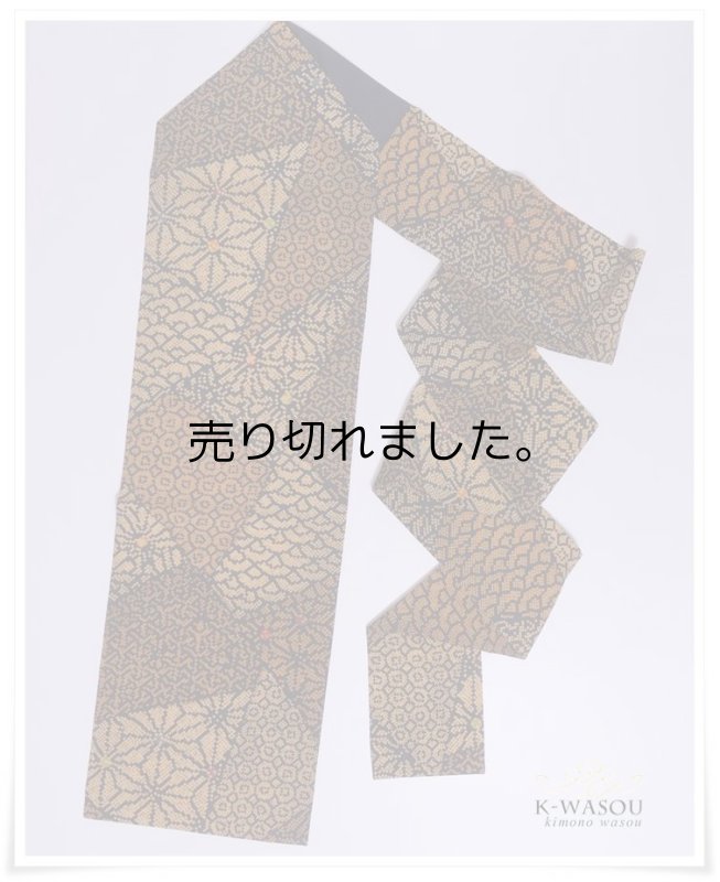 【正絹 名古屋帯】リサイクル 名古屋帯 縮緬 創作帯全通柄 染め名古屋帯/格安 帯/カジュアルa2g1m1s2仕立て上がり【新古品 名古屋帯】【中古】激安/リサイクル/名古屋帯