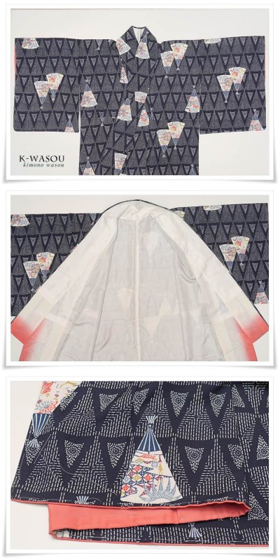 紅型調小紋 友禅染 小紋袷 未着品 洒落着物 逸品着物|新古品 未使用 中古着物|正絹着物 a1y5m5|中古|送料無料 LLサイズ 身長152cm