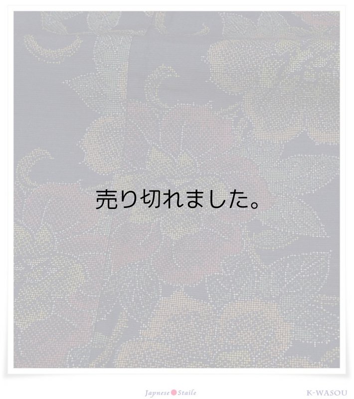 真綿紬 つむぎ袷 織物 美品 洒落着物 藍色 経緯絣 |中古つむぎ|リサイクル紬袷 a1y4m5|中古|送料無料 ゆったり LLサイズ 身長153cm