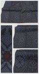 リサイクル紬着物 絹 経緯絣 藍色 大島紬の感触
