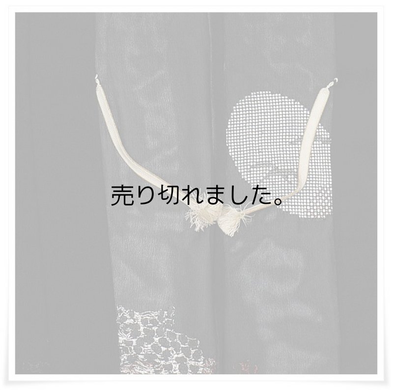 リサイクル 黒 絵羽 羽織り 絹 夏物コート送料無料 Mサイズ