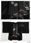 リサイクル 黒 絵羽 羽織り 絹 夏物コート送料無料 Mサイズ