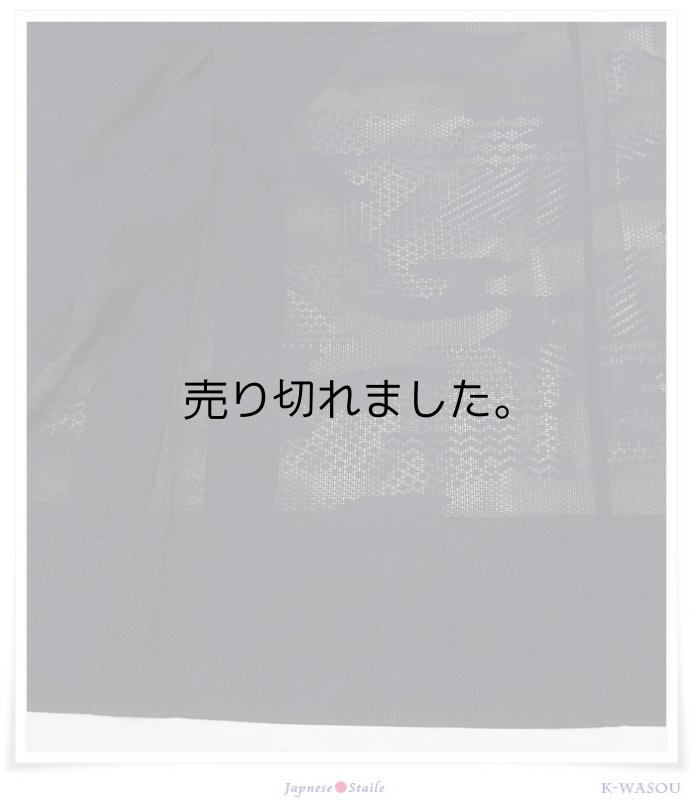 リサイクル 黒 絵羽 羽織り 絹 夏物コートMサイズ