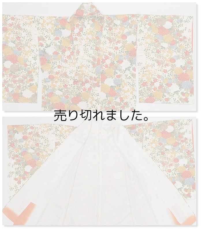 染め小紋袷 リサイクル着物 四季草花 袷時期全般 152cm Sサイズ