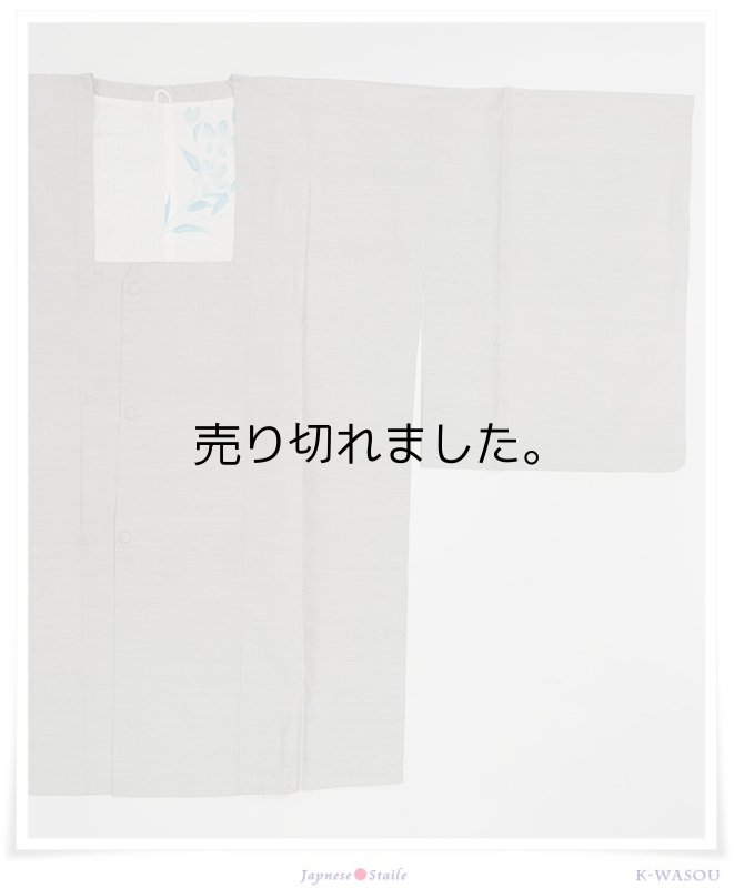 「道行コート 中古」リサイクル道行コート 丈85cm Mサイズのリサイクル道行衿コート 紬地 はぎれ a3m0y3「中古」