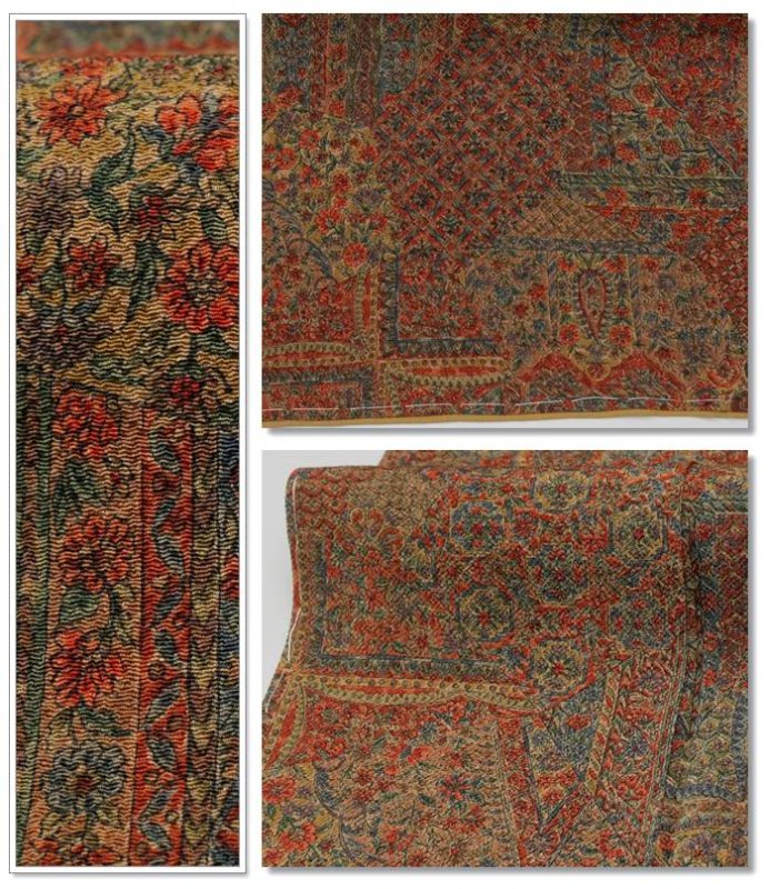 リサイクル 小紋袷 染め小紋 着物 正絹 友禅染 更紗文様