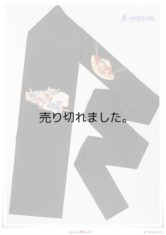 塩瀬染め名古屋帯 リサイクル名古屋帯 塩瀬 黒 八寸名古屋帯