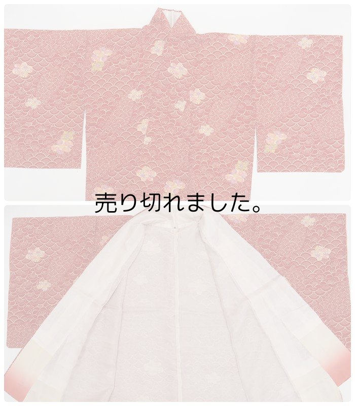 「リサイクル小紋袷 着物」リサイクル着物 染め小紋袷 身丈158cm Lサイズ 裄64m リサイクル着物 京友禅小紋 a1m5y3「中古」染め小紋袷きもの お稽古練習着 美品 赤地