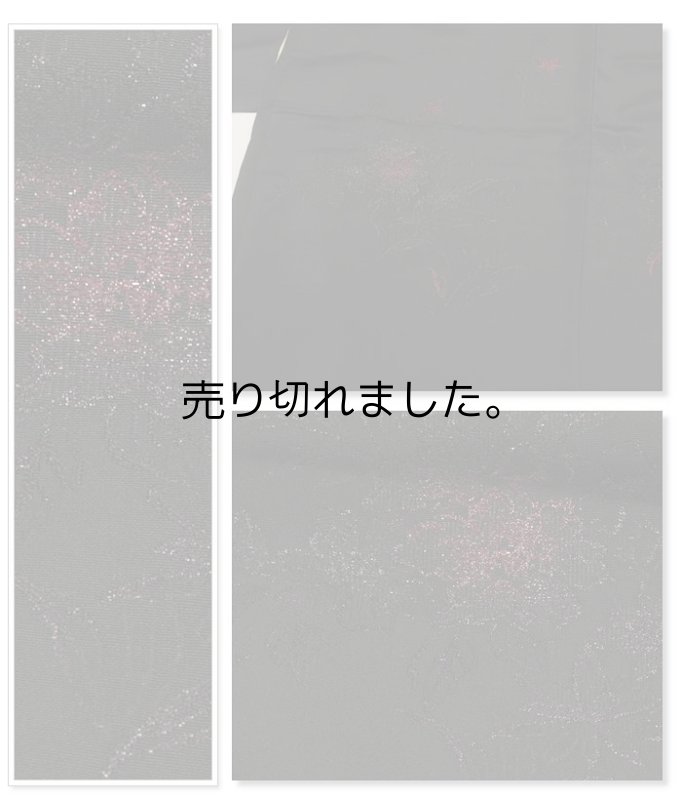 リサイクル黒羽織 黒絵羽 羽織り絹 Sサイズ 訳あり着物