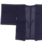 紗 羽織 茶羽織 縞柄 濃紺 丈75cm Mサイズ 裄62cm 羽織紐付き