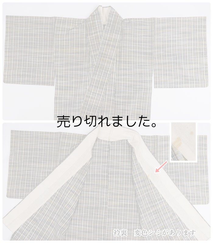 夏物 リサイクル着物 単衣着物 絹 昭和レトロ 身丈153cm Mサイズ