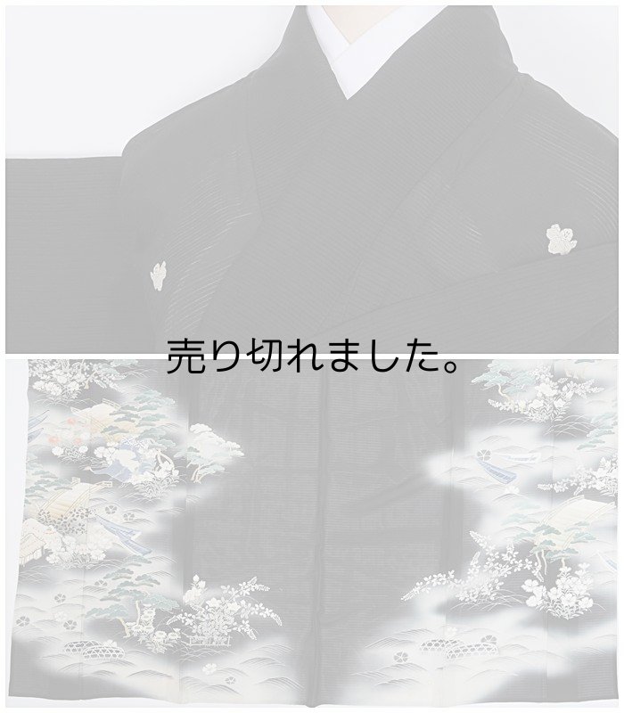 夏物 黒留袖 絽生地 御所解 昭和レトロ 留袖 身丈157cm Mサイズ