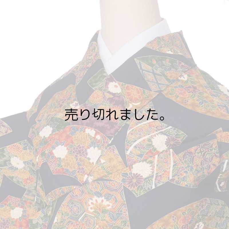 未着品の小紋袷 染小紋 新古品着物 紺地 身丈167cm 裄66cm