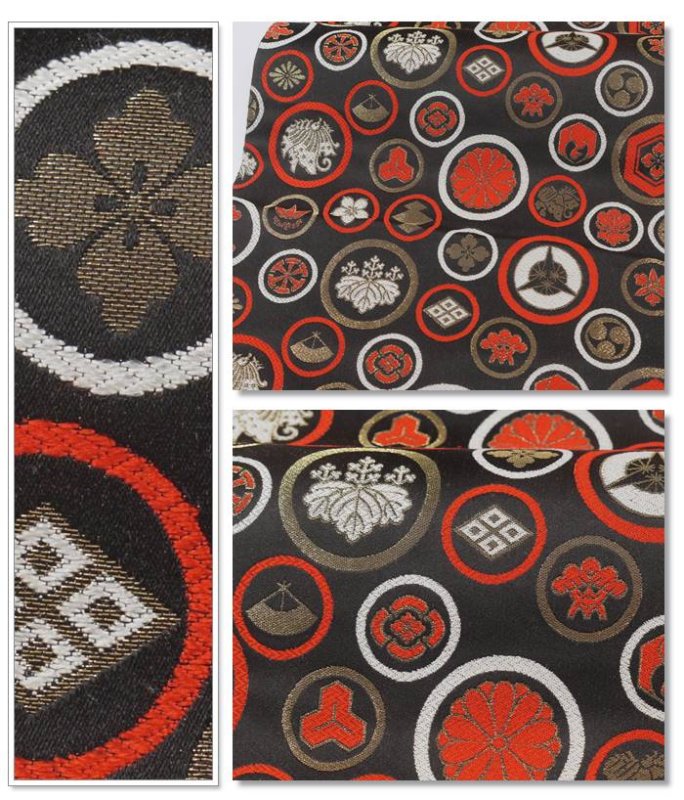 名古屋帯 リサイクル名古屋帯 全通柄 黒地 正絹  九寸帯中古着物 舞台 お稽古練習着 お茶会 観劇  リサイクル名古屋帯 a2m3m1 開き仕立て Mサイズ訳あり