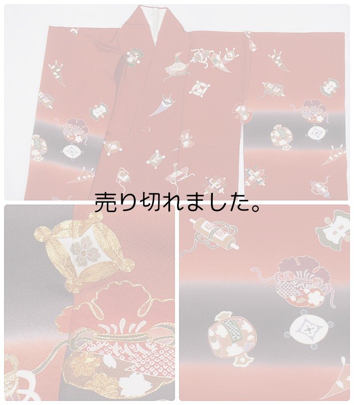 訪問着袷 リサイクル 逸品 訪問着 着物 赤地 宝尽くし 友禅染め着物 身丈166cm 裄66cm Lサイズ 仕立て上がり リサイクル着物 フォーマル a1m6m1y5 茶会「中古」